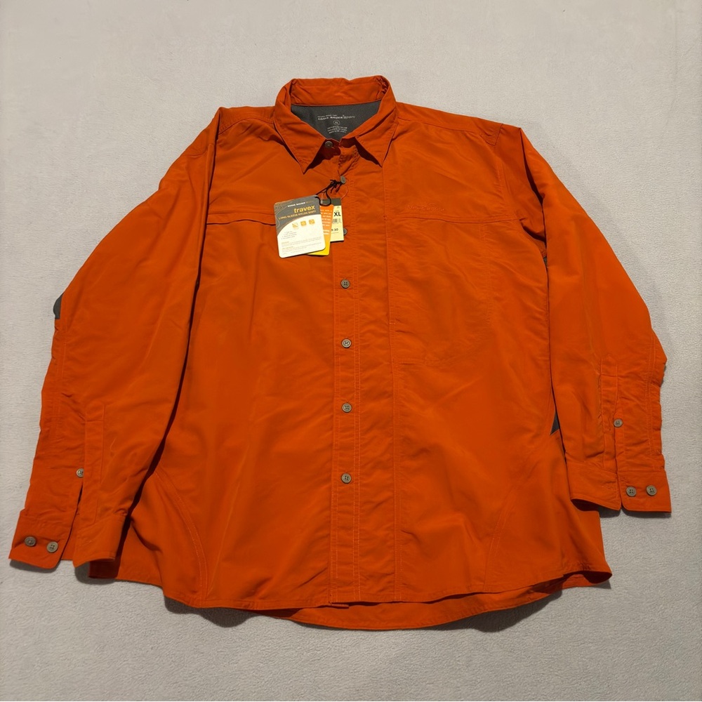NWT Eddie Bauer Travex Shirts Size XL Orange Long Sleeves Summer Sun Proof Fish